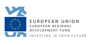 Logo of the European Union's European Regional Development Fund (ERDF). The design features the EU flag with a circle of yellow stars on a blue background, alongside the fund's name in bold, uppercase letters. Below, the slogan 'Investing in Your Future' highlights the EU's commitment to regional economic growth, innovation, and infrastructure development.
