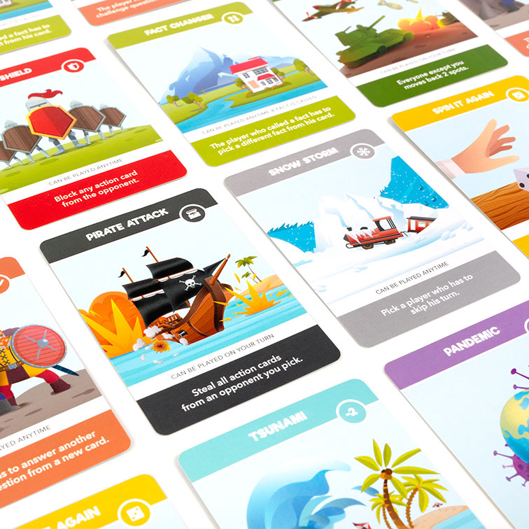Action cards that make the game very interesting and add extra value to this The world game fun geography board game