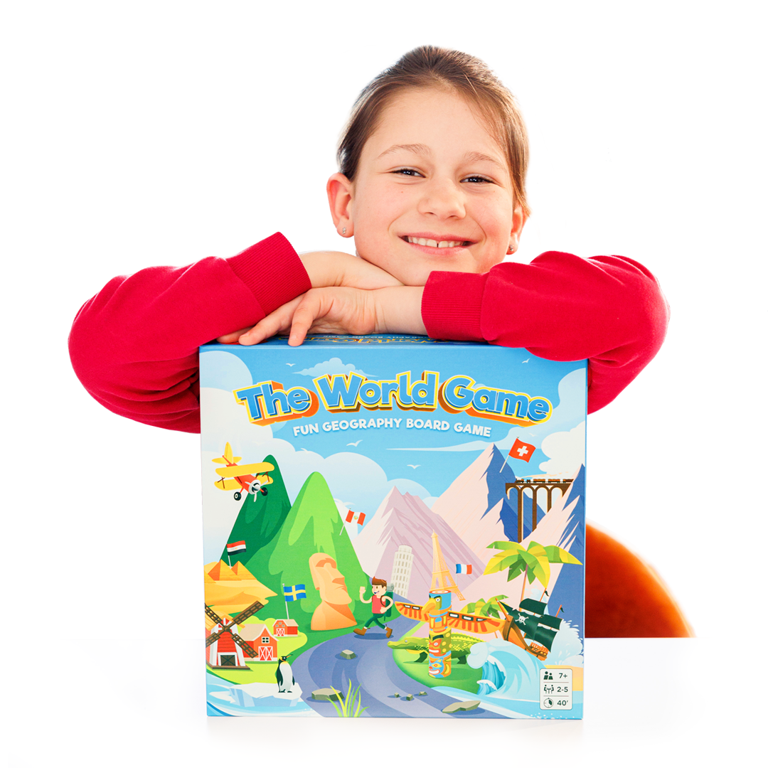 Geography board game for kids 8-12. Great learning educational game for for the family. 