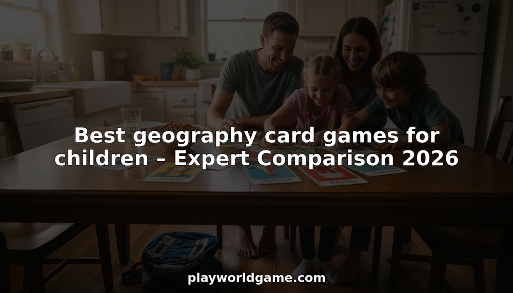 Family playing geography card game together