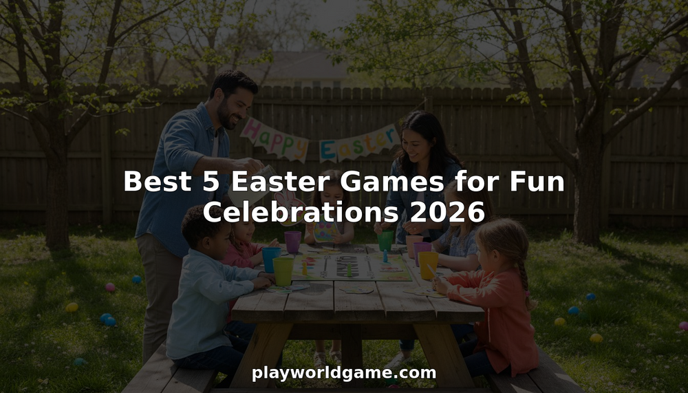 Family playing Easter games outdoors