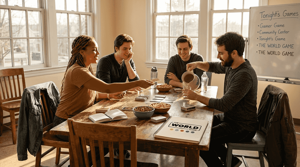 Adults playing group icebreaker games