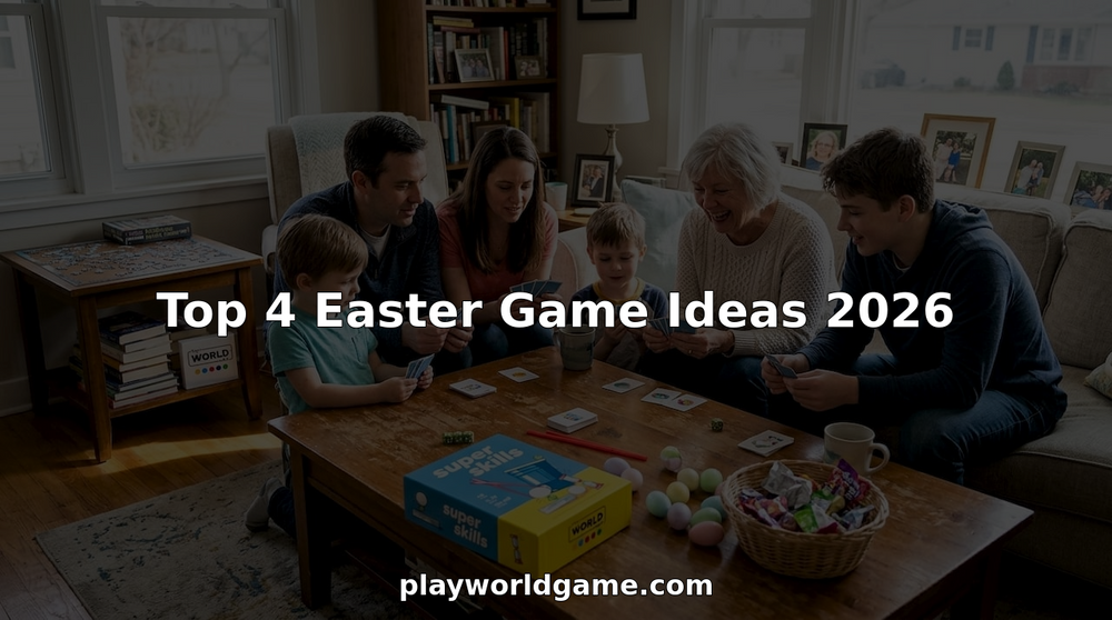 Family playing board game in bright living room