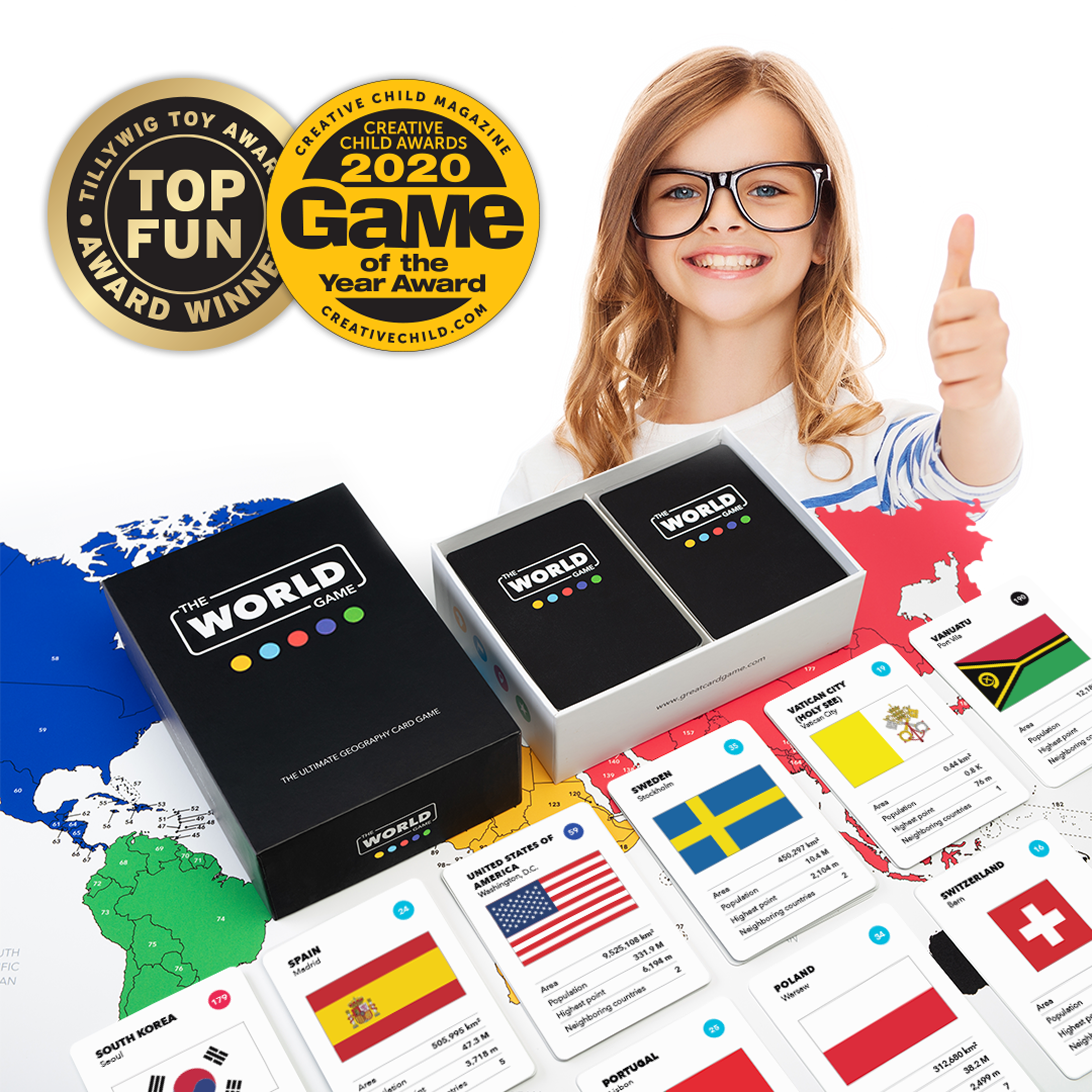 A fun trivia geography card game for learning for boys and girls 6-8 perfect gift for teen children