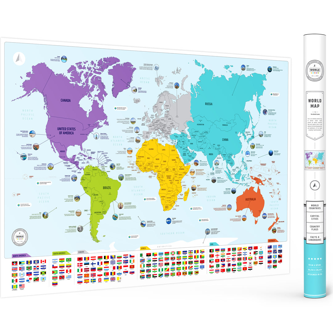 A large wall map that as an art can be framed and hanged as a poster in your kids room